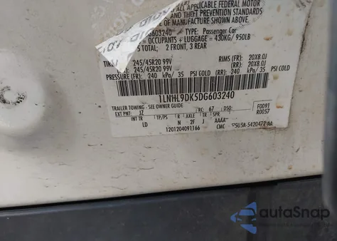 2013 Lincoln Mks from USA, damaged, VIN 1LNHL9DK5DG603240